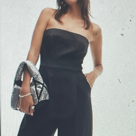 Topshop PETITE Pants - Topshop Petite Tailored Bandeau strapless Jumpsuit in black size 2 NWOT